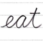 筆記体で書こう　eat / tea in cursive