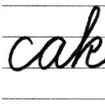 筆記体で書こう　cake / make in cursive